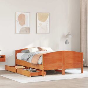vidaXL Bed Frame with Headboard - 140x200 cm - Brown - Bed Type vidaXL Bed Frame with Headboard - 140x200 cm - Brown - Bed Type