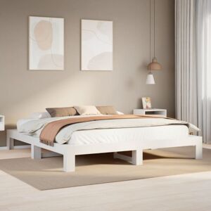 vidaXL White 180x200 cm Bed Frame - Support & Rustic Charm vidaXL White 180x200 cm Bed Frame - Support & Rustic Charm