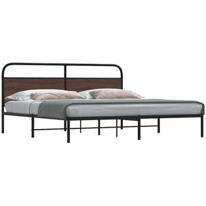 Metal Bed Frame without Mattress Brown Oak 180x200 cm Super King Vidaxl Metal Bed Frame without Mattress Brown Oak 180x200 cm Super King Vidaxl