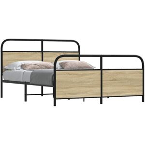 Metal Bed Frame without Mattress Sonoma Oak 150x200 cm King Size Vidaxl Metal Bed Frame without Mattress Sonoma Oak 150x200 cm King Size Vidaxl