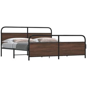 Metal Bed Frame without Mattress Brown Oak 193x203 cm Vidaxl Metal Bed Frame without Mattress Brown Oak 193x203 cm Vidaxl