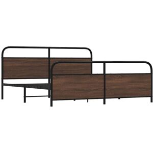 Vidaxl - Metal Bed Frame without Mattress Brown Oak 180x200 cm Super King Vidaxl - Metal Bed Frame without Mattress Brown Oak 180x200 cm Super King