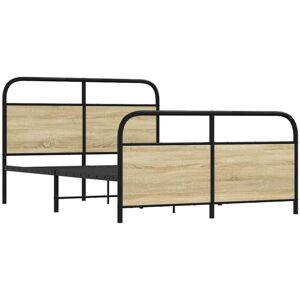 Metal Bed Frame without Mattress Sonoma Oak 137x190 cm Vidaxl Metal Bed Frame without Mattress Sonoma Oak 137x190 cm Vidaxl