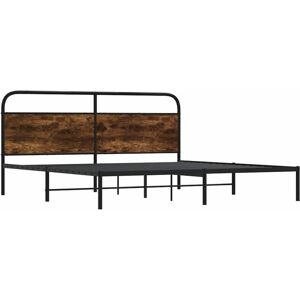 Metal Bed Frame without Mattress Smoked Oak 180x200 cm Super King Vidaxl Metal Bed Frame without Mattress Smoked Oak 180x200 cm Super King Vidaxl