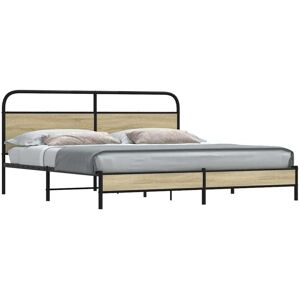 Metal Bed Frame without Mattress Sonoma Oak 183x213 cm vidaXL Metal Bed Frame without Mattress Sonoma Oak 183x213 cm vidaXL