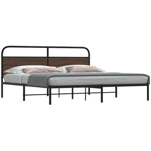 Metal Bed Frame without Mattress Brown Oak 183x213 cm Vidaxl Metal Bed Frame without Mattress Brown Oak 183x213 cm Vidaxl