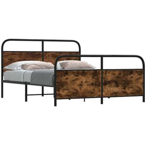 Metal Bed Frame without Mattress Smoked Oak 200x200 cm vidaXL Metal Bed Frame without Mattress Smoked Oak 200x200 cm vidaXL