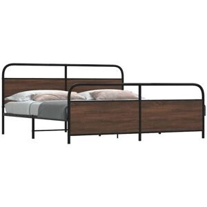 Metal Bed Frame without Mattress Brown Oak 200x200 cm Vidaxl Metal Bed Frame without Mattress Brown Oak 200x200 cm Vidaxl
