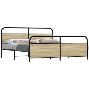 Metal Bed Frame without Mattress Sonoma Oak 183x213 cm Vidaxl Metal Bed Frame without Mattress Sonoma Oak 183x213 cm Vidaxl