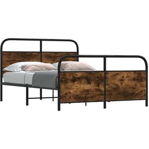 Metal Bed Frame without Mattress Smoked Oak 140x190 cm vidaXL Metal Bed Frame without Mattress Smoked Oak 140x190 cm vidaXL