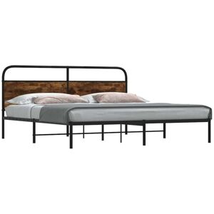 Metal Bed Frame without Mattress Smoked Oak 200x200 cm Vidaxl Metal Bed Frame without Mattress Smoked Oak 200x200 cm Vidaxl