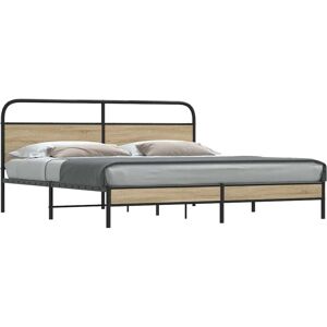 Metal Bed Frame without Mattress Smoked Oak 183x213 cm Vidaxl Metal Bed Frame without Mattress Smoked Oak 183x213 cm Vidaxl