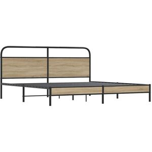 Metal Bed Frame without Mattress Smoked Oak 180x200 cm Super King Vidaxl Metal Bed Frame without Mattress Smoked Oak 180x200 cm Super King Vidaxl