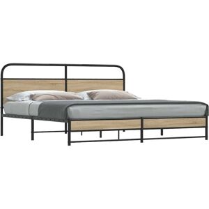 Metal Bed Frame without Mattress Smoked Oak 200x200 cm Vidaxl Metal Bed Frame without Mattress Smoked Oak 200x200 cm Vidaxl