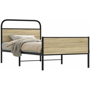 Bed Frame without Mattress 107x203 cm Sonoma Oak Engineered Wood vidaXL Bed Frame without Mattress 107x203 cm Sonoma Oak Engineered Wood vidaXL