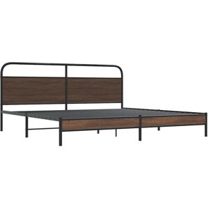 Metal Bed Frame without Mattress Brown Oak 180x200 cm Super King Vidaxl Metal Bed Frame without Mattress Brown Oak 180x200 cm Super King Vidaxl
