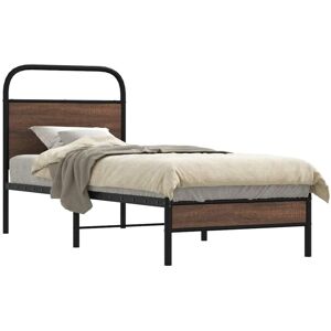 Bed Frame without Mattress 80x200 cm Brown Oak Engineered Wood Vidaxl Bed Frame without Mattress 80x200 cm Brown Oak Engineered Wood Vidaxl