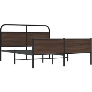 Metal Bed Frame without Mattress Brown Oak 150x200 cm King Size vidaXL Metal Bed Frame without Mattress Brown Oak 150x200 cm King Size vidaXL