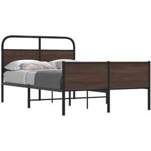 Bed Frame without Mattress 140x190 cm Brown Oak Engineered Wood vidaXL Bed Frame without Mattress 140x190 cm Brown Oak Engineered Wood vidaXL