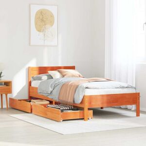 vidaXL Bed Frame with Headboard - 90x190 cm - Solid Wood Pine - Brown vidaXL Bed Frame with Headboard - 90x190 cm - Solid Wood Pine - Brown