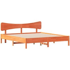 vidaXL Bed Frame 200x200cm - Solid Pine Wood - Brown Wax - No Mattress vidaXL Bed Frame 200x200cm - Solid Pine Wood - Brown Wax - No Mattress