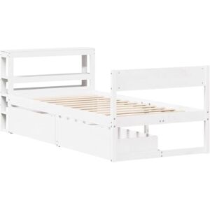 Bed Frame without Mattress White 75x190 cm Small Single Solid Wood Pine vidaXL Bed Frame without Mattress White 75x190 cm Small Single Solid Wood Pine vidaXL