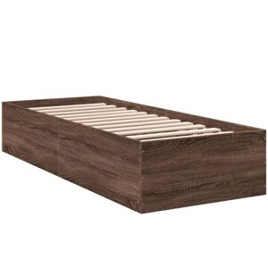 Bed Frame without Mattress Brown Oak 75x190 cm Small Single Engineered Wood Vidaxl Bed Frame without Mattress Brown Oak 75x190 cm Small Single Engineered Wood Vidaxl
