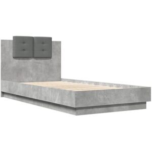 vidaXL Bed Frame with Headboard Concrete Grey 90x190 cm - Bed Frame vidaXL Bed Frame with Headboard Concrete Grey 90x190 cm - Bed Frame