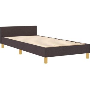 Bed Frame with Headboard Dark brown 100 x 200 cm Fabric Vidaxl Bed Frame with Headboard Dark brown 100 x 200 cm Fabric Vidaxl