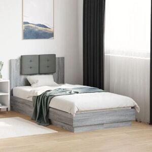 Bed Frame without Mattress Grey Sonoma 90x190 cm Single Vidaxl Bed Frame without Mattress Grey Sonoma 90x190 cm Single Vidaxl