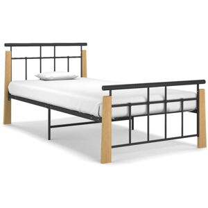 Bed Frame without Mattress Metal and Solid Oak Wood 100x200 cm Vidaxl Bed Frame without Mattress Metal and Solid Oak Wood 100x200 cm Vidaxl