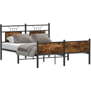 Bed Frame without Mattress Smoked Oak 137x190 cm Engineered Wood Vidaxl Bed Frame without Mattress Smoked Oak 137x190 cm Engineered Wood Vidaxl