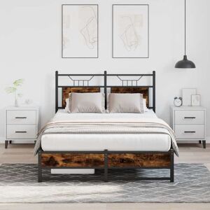 Bed Frame without Mattress Smoked Oak 120x200 cm Engineered Wood Vidaxl Bed Frame without Mattress Smoked Oak 120x200 cm Engineered Wood Vidaxl