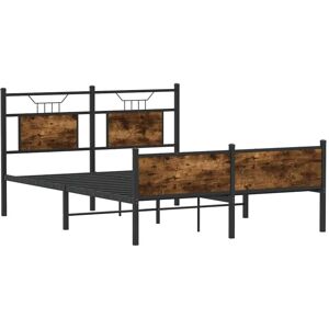 Bed Frame without Mattress Smoked Oak 150x200 cm King Size Engineered Wood Vidaxl Bed Frame without Mattress Smoked Oak 150x200 cm King Size Engineered Wood Vidaxl