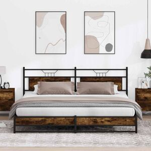 Metal Bed Frame without Mattress Smoked Oak 200x200 cm Vidaxl Metal Bed Frame without Mattress Smoked Oak 200x200 cm Vidaxl