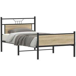 Bed Frame without Mattress Sonoma Oak 107x203 cm Engineered Wood Vidaxl Bed Frame without Mattress Sonoma Oak 107x203 cm Engineered Wood Vidaxl