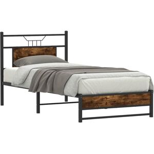 Bed Frame without Mattress Smoked Oak 75x190 cm Small Single Engineered Wood Vidaxl Bed Frame without Mattress Smoked Oak 75x190 cm Small Single Engineered Wood Vidaxl