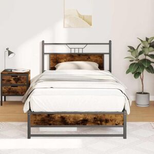 Bed Frame without Mattress Smoked Oak 100x200 cm Engineered Wood Vidaxl Bed Frame without Mattress Smoked Oak 100x200 cm Engineered Wood Vidaxl