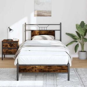 Bed Frame without Mattress Smoked Oak 80x200 cm Engineered Wood Vidaxl Bed Frame without Mattress Smoked Oak 80x200 cm Engineered Wood Vidaxl