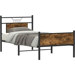 Bed Frame without Mattress Smoked Oak 75x190 cm Small Single Engineered Wood Vidaxl Bed Frame without Mattress Smoked Oak 75x190 cm Small Single Engineered Wood Vidaxl