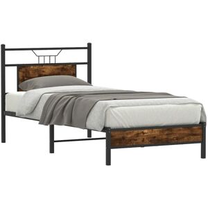 Bed Frame without Mattress Smoked Oak 75x190 cm Small Single Engineered Wood Vidaxl Bed Frame without Mattress Smoked Oak 75x190 cm Small Single Engineered Wood Vidaxl