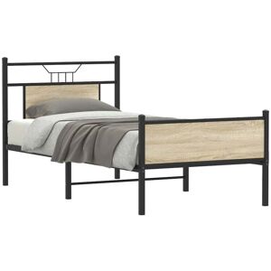Bed Frame without Mattress Sonoma Oak 90x200 cm Engineered Wood Vidaxl Bed Frame without Mattress Sonoma Oak 90x200 cm Engineered Wood Vidaxl