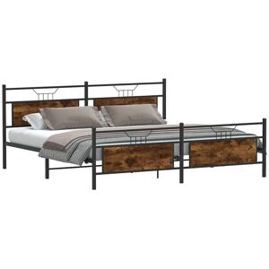 Metal Bed Frame without Mattress Smoked Oak 193x203 cm Vidaxl Metal Bed Frame without Mattress Smoked Oak 193x203 cm Vidaxl