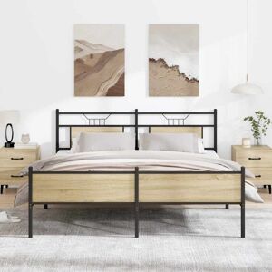 Metal Bed Frame without Mattress Sonoma Oak 180x200 cm Super King vidaXL Metal Bed Frame without Mattress Sonoma Oak 180x200 cm Super King vidaXL