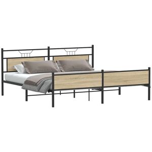 Metal Bed Frame without Mattress Sonoma Oak 193x203 cm Vidaxl Metal Bed Frame without Mattress Sonoma Oak 193x203 cm Vidaxl