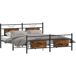 Metal Bed Frame without Mattress Smoked Oak 183x213 cm Vidaxl Metal Bed Frame without Mattress Smoked Oak 183x213 cm Vidaxl