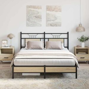 Bed Frame without Mattress Sonoma Oak 140x190 cm Engineered Wood vidaXL Bed Frame without Mattress Sonoma Oak 140x190 cm Engineered Wood vidaXL