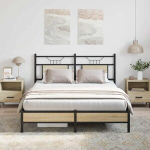 Bed Frame without Mattress Sonoma Oak 140x200 cm Engineered Wood Vidaxl Bed Frame without Mattress Sonoma Oak 140x200 cm Engineered Wood Vidaxl