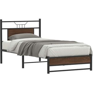 Bed Frame without Mattress Brown Oak 75x190 cm Small Single Engineered Wood Vidaxl Bed Frame without Mattress Brown Oak 75x190 cm Small Single Engineered Wood Vidaxl