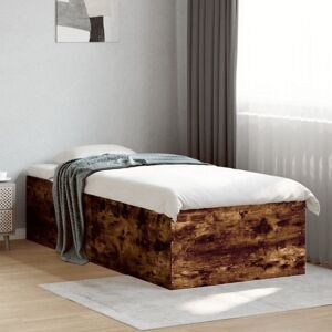 Bed Frame without Mattress Smoked Oak 75x190 cm Small Single Vidaxl Bed Frame without Mattress Smoked Oak 75x190 cm Small Single Vidaxl